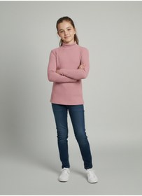 Resim FATELLA Kız ve Erkek Çocuk Pembe Fitilli Yarım Balıkçı Yaka Uzun Kollu Body İçlik 