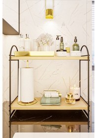 Resim Bino Mutfak Rafı Masaüstü Düzenleyici Organizer Mutfak Banyo Dolabı 2 Katlı Raf Oval Raf Kitaplık. Siyah 