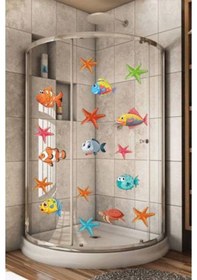 Resim Balıklar Ve Deniz Yıldızları Duşakabin Banyo Sticker Seti 