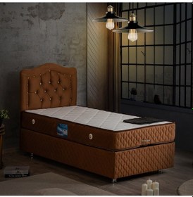 Resim Setaymobilya Baza, Şah Açık Kahve Tek Kişilik Baza + Başlık + Deluxe Yat... 