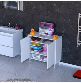 Resim Modilayn Söke Küçük Alanlar İçin Mükemmel 80 X 75 X 32,5 Cm Lik 2 Kapaklı 3 Göz Raflı, Dar Banyolarda Bile Size Ekstra Depolama Alanı Sağlar. Beyaz 