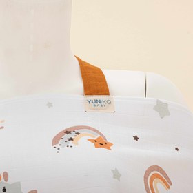 Resim Çift Katlı Muslin Emzirme Önlüğü - Turuncu Gökkuşağı 