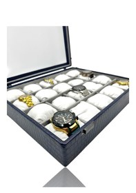 Resim Diji 20'li Saat Kutusu Saat Çantası Timsah Lacivert İçi Gri Beyaz 