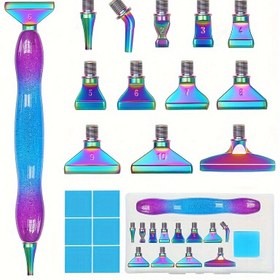 Resim Çok Renkli Alaşım Uçlu Matkap Kalemi, Dişli Metal Uçlu Uçlar & Aksesuarlarla Tam Elmas Boyama Araç Seti - DIY Mozaik Nakış Sanat Projeleri için İdeal 