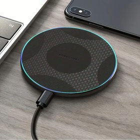 Resim Apple, for Samsung, Xiaomi, Huawei telefonlar için yeni kablosuz hızlı şarj cihazı - USB Type-C ile yuvarlak şarj cihazı, mavi LED ışık, masaüstü ve dizüstü bilgisayar kullanımı için kompakt tasarım, kablosuz şarj pedi, dizüstü bilgisayar şarj istasyonu, modern teknoloji aksesuarı, şık teknoloji aksesuarı, dayanıklı teknoloji aksesuarı 