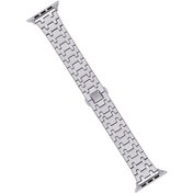 Resim Novahub İos Watch Uyumlu Serisi 7 İçin 45mm Çift T Paslanmaz Çelik Saat Bandı Gümüş, Gümüş Kaplama İle Artırılmış Şıklık/i 