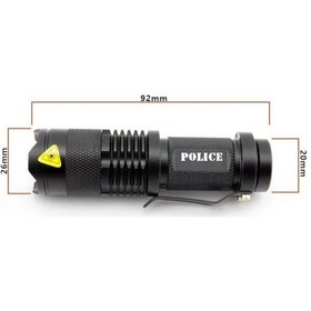 Resim Cree Q5 Led Zoomlu Pilli Mini Feneri 14500 Pil İle Çalışma Özelliği Siyah 