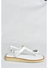 Resim Fox Shoes Beyaz Taşlı Parmak Arası Günlük Kadın Sandalet P252055009 