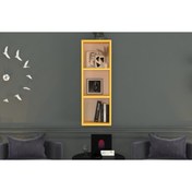 Resim Nettrends Kitaplikli Rafli Duvar Rafi Sari 35 Cm Dvr-1074 