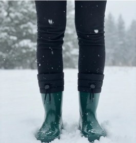 Resim Konçlu Peluşlu Unisex Potin Kadın Yağmur Botu 36-40 Yeşil Yeşil 
