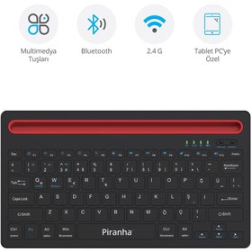 Resim Piranha 2376 Kablosuz Bluetooth + 2.4GHz Türkçe Q Klavye / Windows-iOS-Android / Multimedya Tuşları 