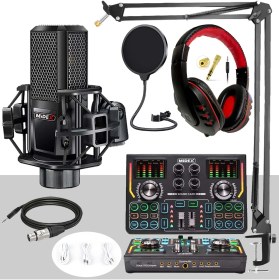Resim Midex MX-2020 Titanium Set Efektli Ses Kartı Mikrofon Kulaklık Stand Kayıt Canlı Yayın (Pc ve Telefon) 