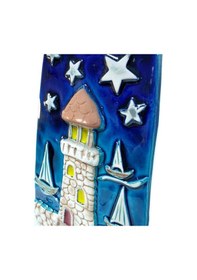 Resim Cajuart Dekoratif Seramik Deniz Feneri Şeklinde Duvar Kapı Süsü 