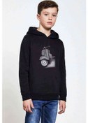 Resim Tumblr Vespa Baskılı Unisex Çocuk Kapüşonlu Siyah Sweatshirt Siyah 