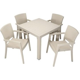 Resim Depootoptan Mandella Elit Rattan 90 x 90 CM Zeus Koltuk Masa Takımı Çölbeji Bej 