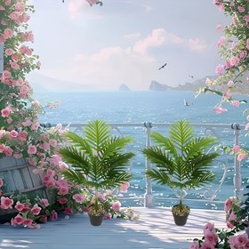 Resim 2 Adet Dev Dayanıklı Yapay Palmiye Ağacı 90,17 cm - Ev Dekorasyonu İçin Uygun, Bakımı Kolay, Tüm Mevsimlerde Kullanım, Çeşitli Oda Tiplerine Uyumlu, İç ve Dış Mekanlar İçin - Düğün ve Etkinlik Sahnesi için Mükemmel (Saksı Dahil Değildir) 