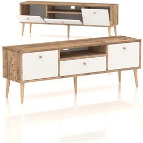 Resim Mbes Mobilya Beyza Ahşap Ayaklı 140 Cm Atlantik Beyaz Tv Sehbası 