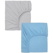 Resim 2 Adet 65x95 Cm Anne Yanı Lastikli Penye Kumaş Bebek Çarşafı-mavi-gri 