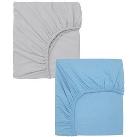 Resim 2 Adet 65x95 Cm Anne Yanı Lastikli Penye Kumaş Bebek Çarşafı-mavi-gri 