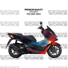 Resim Honda Pcx Kaplama Sticker Magma Design Motor Kaplama Modeli Hazır Kit 2021-2024 Uyumlu Kırmızı 