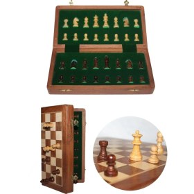 Resim Mıknatıs Taşlı Ahşap Katlanabilir Kutulu Satranç Oyunu 17.5 cm G611 