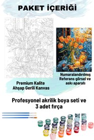 Resim Genel Markalar Sayılarla Boyama Seti Numaralı Tuval Fırça Boya 40x50 Cm - LALELER VE GECE 