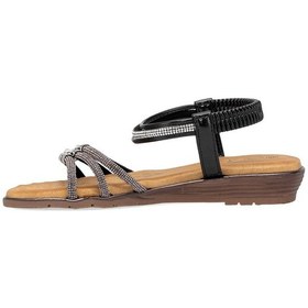 Resim Guja 25y174 Kadın Taşlı Düz Sandalet Siyah Siyah 