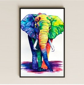 Resim Renkli Fil Suluboya Stil Dijital Sanat Pleksi Tablo 