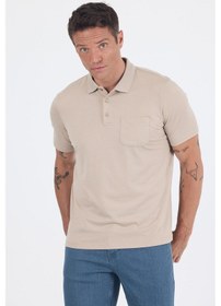 Resim Bej Kısa Kol Polo Yaka Cepli Classic Standart Beden Tişört 1011250173 Bej 