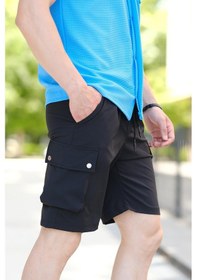 Resim Quar Zımbalı Kort Paraşüt Kumaş Kargo Cep Erkek Şort 001 