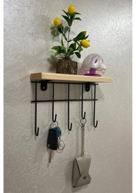 Resim Ahşap Metal Anahtar Askısı Duvar Anahtarlık Raf Anahtar Asacağı Çok Renkli 