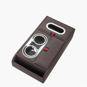 Resim Gaojunshop01 Kahverengi Suni Deri Çok Bölmeli Konsol Organizeri Havlu Dispenserli İçecek Gözlük Tutucu 