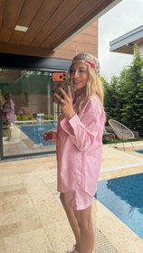 Resim LCST Çizgili Gömlek Şort Takım Pembe - S 