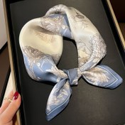 Resim 1 adet Zarif Kadın'lar için Mor Erligi Çiçekli Eşarp - İnci Gri ve Beyaz Çiçek Desenli, Dekoratif Boyun Aksesuarı, Rüzgar Geçirmez, Stil ve Fonksiyonellik, Elde Yıkanabilir, Zarif Aksesuar|Refined Craftsmanship|Soft Fabric 