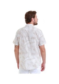 Resim Bej Comfort Fit Baskılı 100% Pamuk Slim Yaka Kısa Kollu Gömlek 24d190000006 0086 Bej 