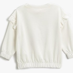 Resim Kız Bebek Sweatshirt Yılbaşı Temalı Fırfırlı Uzun Kollu Pamuklu 
