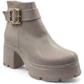 Resim Stylish Bej Kadın Şık Ve Zarif Topuklu Bot Bej 