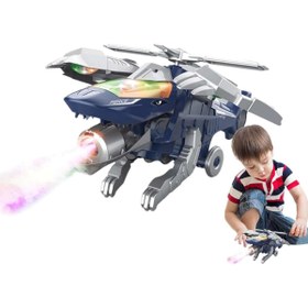 Resim MEGA Dinozora Dönüşen Işıklı ve Sesli Helikopter 