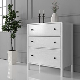 Resim Wood'n Love Venezia 3 Çekmeceli Şifonyer Ahşap Ayaklı - Minifiks - Wood Beyaz 