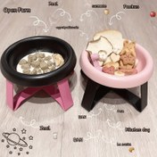 Resim Yüksek Kaliteli Anti-Tip Tasarımı Plastik Çift Kase Kedi Su Besleyici Uçan Disk Plastik Boyun Koruması Pet Sızdırmazlık Gıda Kasesi / Ayakta Demir Çerçeve Kase Emlak Kedi Tavşan Evrensel Gıda Kasesi Dopamin Sevimli Stil 