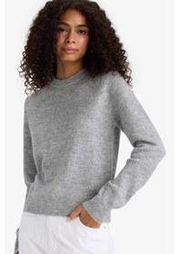 Resim Defacto Regular Fit Bisiklet Yaka Basic Düz Soft Touch Yumuşak Triko Kazak D8678ax25wngr456 Gri-gr456 