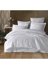 Resim Clasy Çift Kişilik Nevresim Takımı Jakarlı Saten Vienna Beyaz 