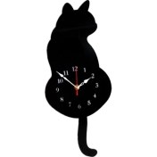 Resim Elaccent F Fityle Wagging-Kuyruk Kuvars Duvar Saati Ev Ofis Dekorasyonu Noel Hediyesi Siyah Kedi (Yurt Dışından) 