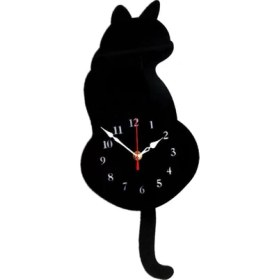 Resim Elaccent F Fityle Wagging-Kuyruk Kuvars Duvar Saati Ev Ofis Dekorasyonu Noel Hediyesi Siyah Kedi (Yurt Dışından) 