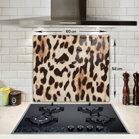 Resim Decorita Leopar Desenli | Cam Ocak Arkası Koruyucu | 