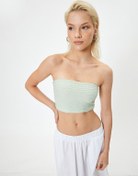 Resim Koton Koton X Melis Ağazat - Straplez Crop Üst Dokulu Mınt 4sak10785ek Mint 