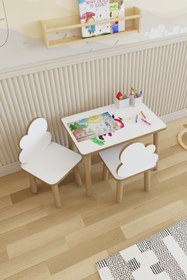 Resim POFİTTO Yaz-sil Yüzey Çocuk Masası-aktivite Masası-çocuk Çalışma Masası Takımı 2 Adet Sandalyeli 