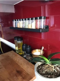 Resim Karanfil Baharatlık Siyah Metal Raf, Dekoratif Raf Siyah 