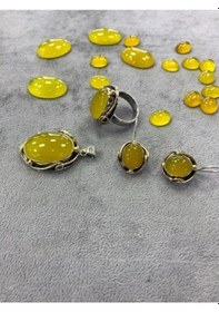 Resim Sarı Akik Taşlı Gümüş Set 925 Ayar (318371491) 