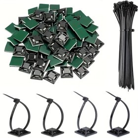 Resim 80 Adet Kendinden Yapışkan Kablo Bağlantı Elemanları, Plastik Kablo Yönetim Klipsleri ve Duvar Ankrajları, Dayanıklı Tel Sabitleme, Siyah/Beyaz, Kablo Organizatörü ile Tel Yönetimi 
